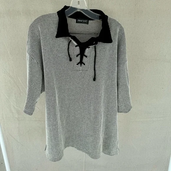 Vintage Protest Knitwear Black/White Knit Men's Short Sleeve Shirt See Measure. - Picture 5 of 5